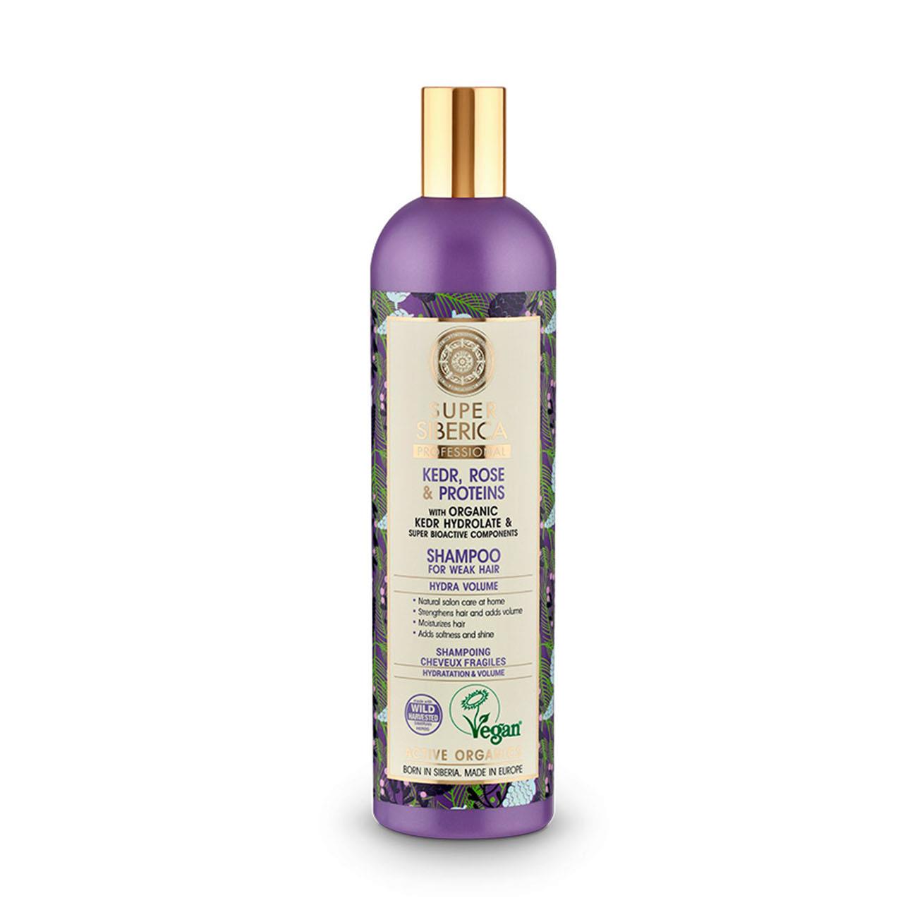 Super Siberica Shampoo Weak Hair Kedr, rose & proteins 400ml