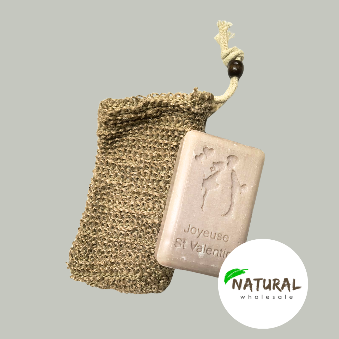 Sisal Soap bag with Bead 8 x 13 cm