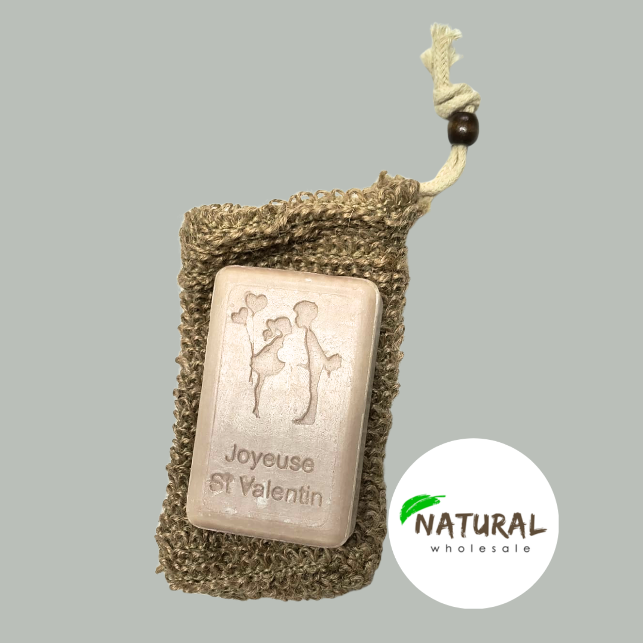 Sisal Soap bag with Bead 8 x 13 cm