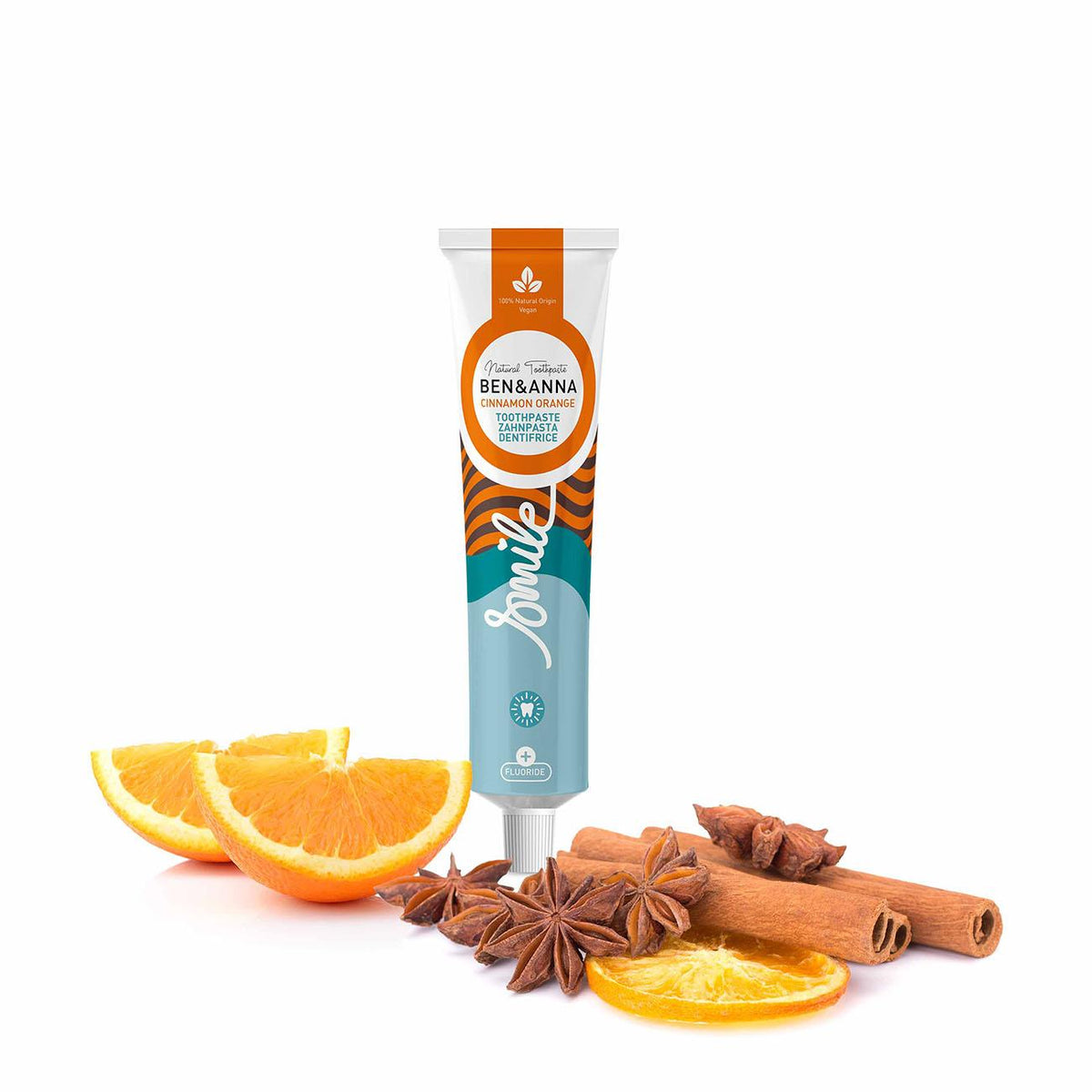 Ben & Anna Natural Toothpaste Tube Cinnamon Orange with Fluoride 75ml
