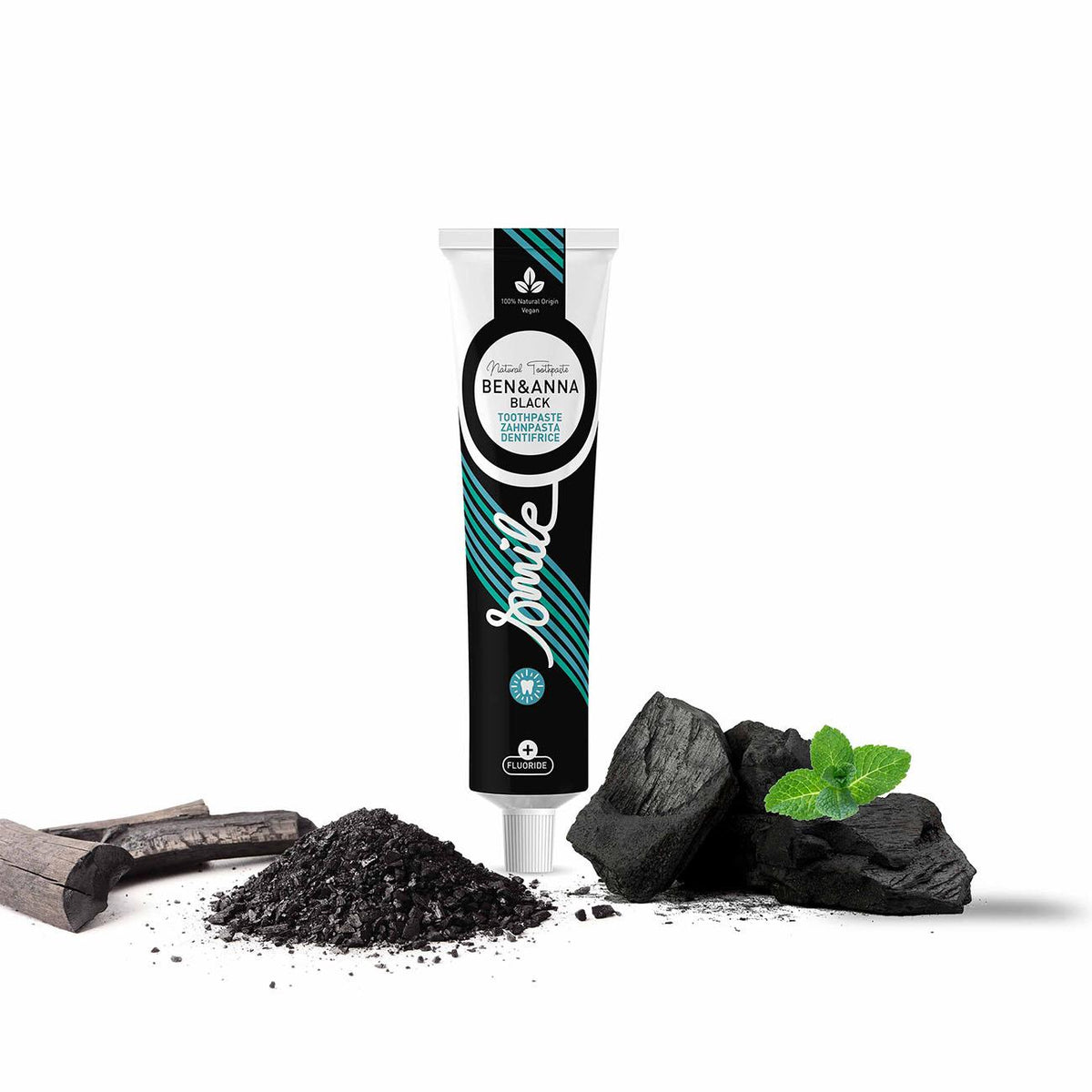 Ben & Anna Natural Toothpaste Tube Black with Fluoride 75ml