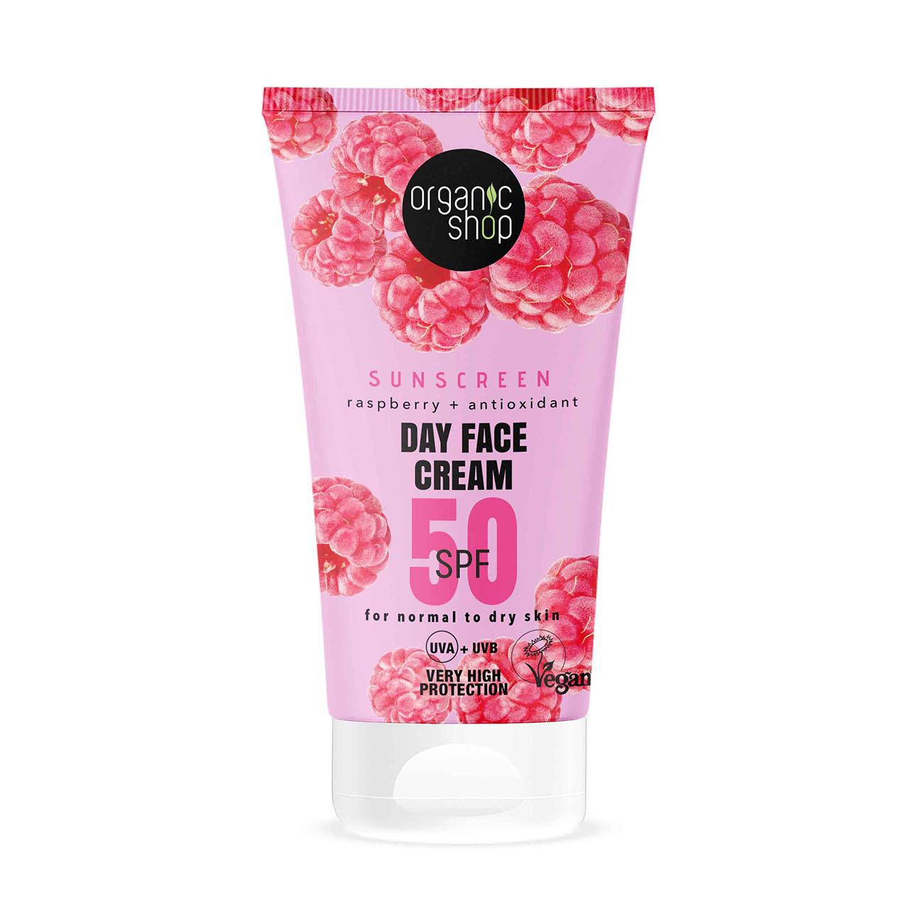 Organic Shop SPF50 Sunscreen Day Face Cream Normal to Dry Skin 50ml