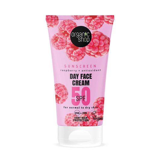 Organic Shop SPF50 Sunscreen Day Face Cream Normal to Dry Skin 50ml