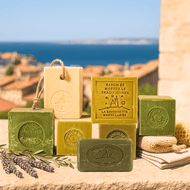 Authentic Marseille Soaps in a group photo
