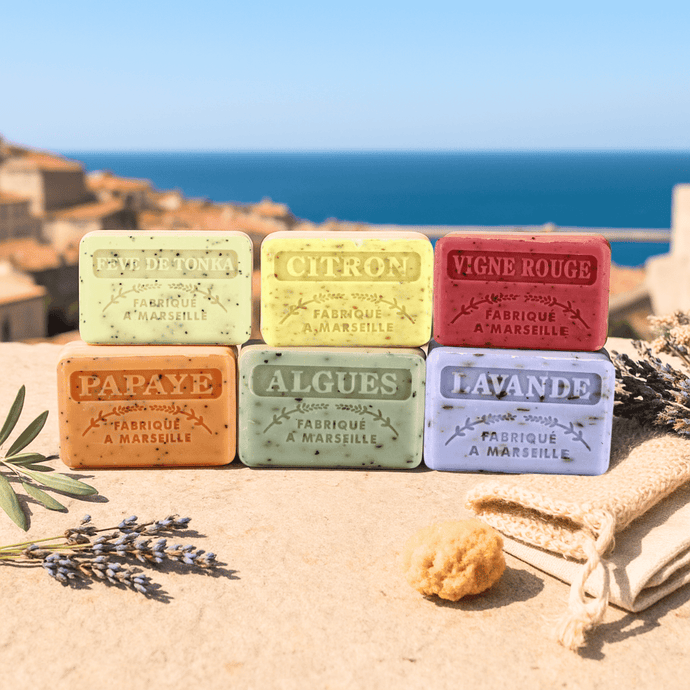 Exfoliating Marseille Soaps in a group photo