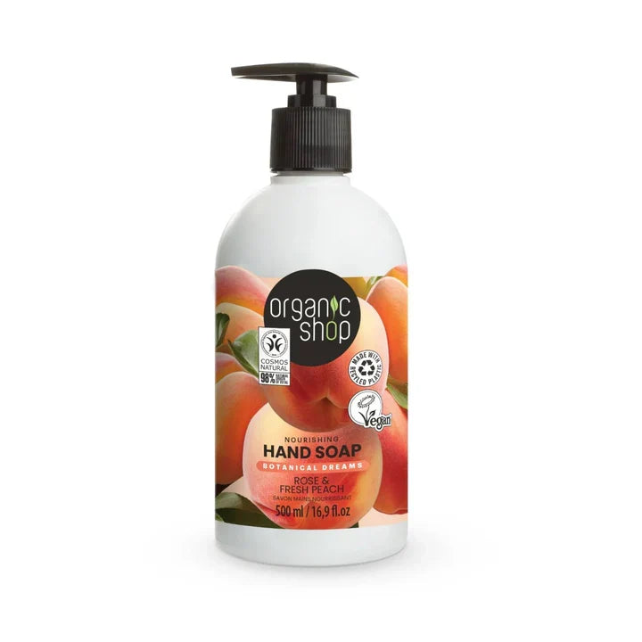Organic Shop Hand Soap Nourishing - Rose & Peach 500ml