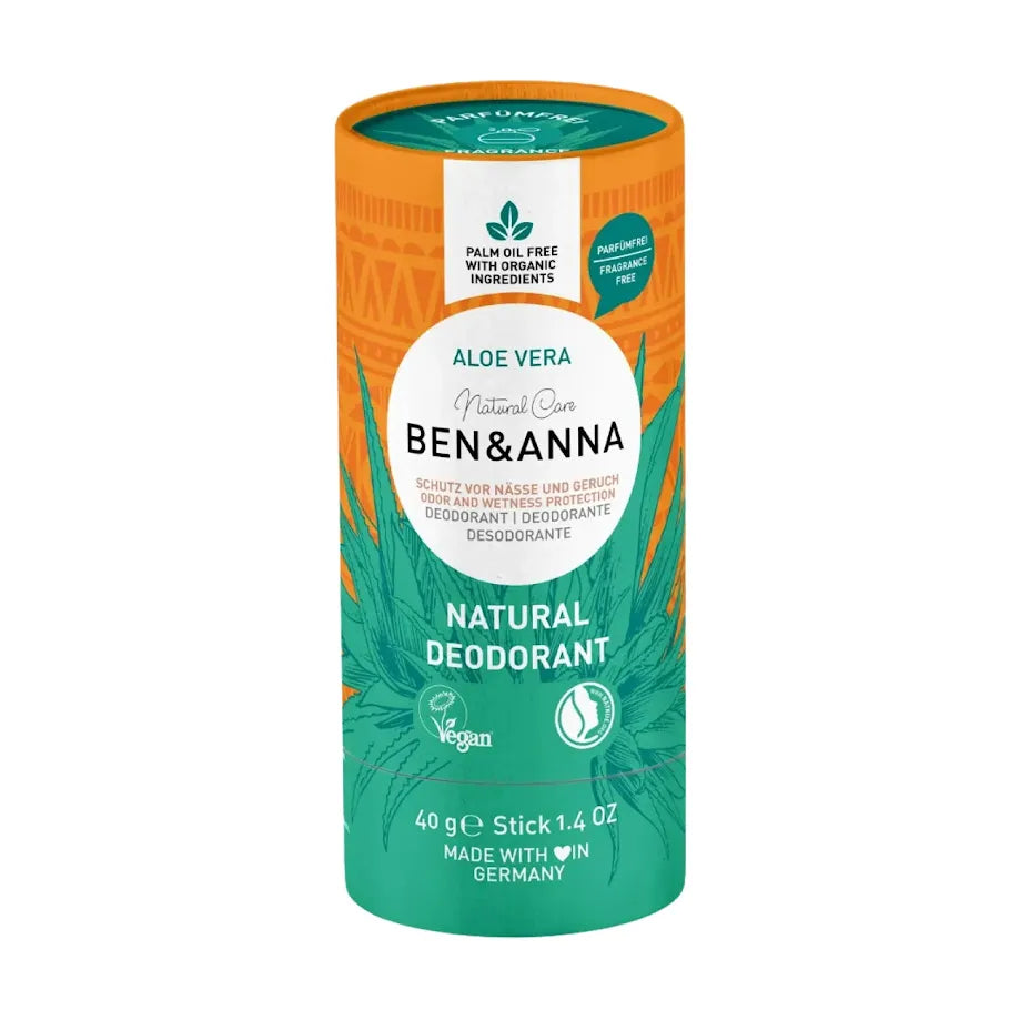 Ben & Anna Soda Deodorant Paper Tube 40g - Aloe Vera (Fragrance Free)